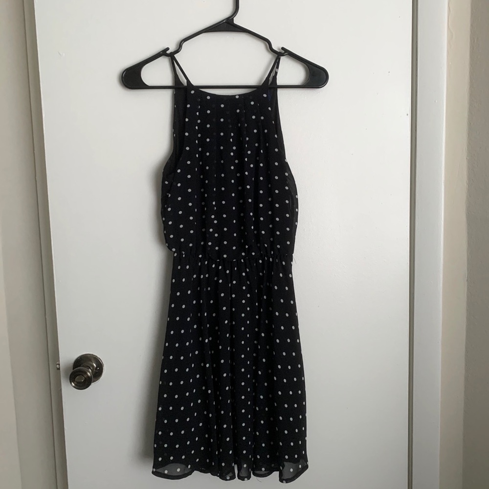 Black Dress with White Polka Dots